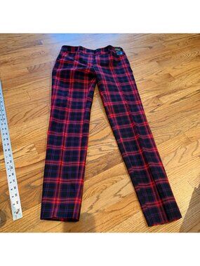 7TH AVENUE NEW YORK & COMPANY WOMENS PINK PURPLE PLAID PANTS SIZE 2 NEW AUDREY S